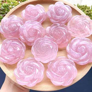 天然粉晶玫瑰花粉晶花朵颜色，粉润手工雕刻粉水晶花朵饰品摆件装饰