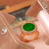 设计轻奢女款仿天然玉髓戒指，活圈辣绿色，戒指镀s925银高级百搭女