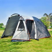 户外露营家庭式3-4人帐篷双层野营帐篷一室一厅防雨帐篷
