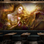 复古油画人物酒店壁纸酒吧ktv包房，墙布3d立体背景墙欧式壁画