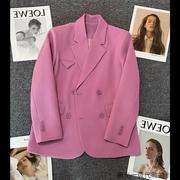 2023春秋紫粉色西装外套女高端设计感高端气质百搭休闲小西服
