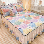 韩式加厚款夹棉床裙单件三件套公主风床单夏天四件式床组床罩床盖