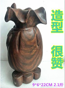 老挝大红酸枝如意钱袋摆件 交趾黄檀木雕花瓶 红木根雕客厅摆饰品