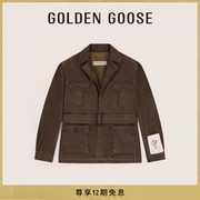 goldengoose男装goldencollection复古军绿色，长袖夹克外套