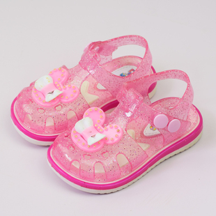 儿童凉鞋女夏包头塑料防滑软底，女童婴幼儿小童，2岁3宝宝果冻水晶鞋