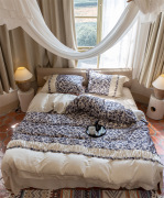 数码印花别墅风家用卧室床笠款被单，四件套古典高端60支天丝欧式