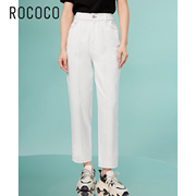 洛可可/ROCOCO秋设计蕾丝边直筒宽松显瘦简约休闲棉牛仔裤长裤女