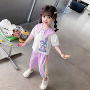 女童夏季星黛露运动套装薄款儿童装，2024洋气宝宝夏装时髦衣服