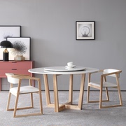 北欧圆形大理石餐桌椅组合现代简约实木家用圆餐桌，带转盘餐厅家具