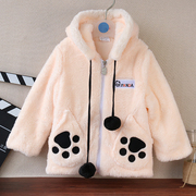 秋冬羊羔绒长袖外套儿童装亲子装大熊猫卡通可爱棉服保暖