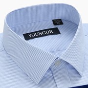 雅戈尔长袖衬衫男士中年纯棉免烫商务正装工作格子条纹白衬衣