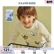 凉感科技eland kids衣恋童装秋男童运动休闲印花长袖T恤