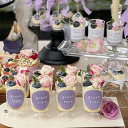 紫色甜品台装饰greattime慕，斯杯贴纸纸杯蛋糕插件，推推乐蛋糕筒