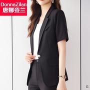 黑色短袖职业装西装套装女2024夏季薄款小西服外套气质工作服