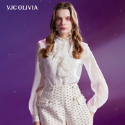vjcolivia2024春夏法式宫廷风衬衫气质领通勤长袖衬衣女装