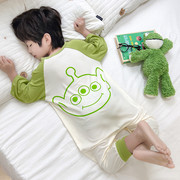 男童睡衣莫代尔连体衣夏季宝宝防着凉睡袋薄款七分袖儿童空调服