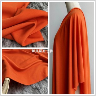 橘红色橙色桔黄色针织弹力加捻罗马布料裙子裤子西装面料垂顺