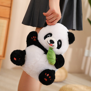 竹笋黑白熊猫玩偶睡觉抱枕小熊猫双肩背包毛绒玩具女孩布娃娃公仔