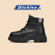 Dickies马丁靴女款2023年黑色经典百搭短靴高帮小个子增高女鞋子
