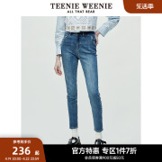 teenieweenie小熊春夏牛仔裤长裤黑色，小脚裤铅笔，裤修身裤子时尚女