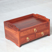 红木桌面文件架木质缅甸花梨置物办公文件收纳盒带抽屉多功能中式