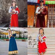 藏族服装女藏袍少数民族风旅拍藏服女款藏族舞蹈演出服装