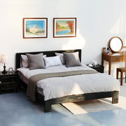 新中式做旧全实木床1.5米1.8简约榆木双人婚床经济型，家具工厂
