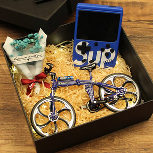 生日礼物送男生18u折叠山地自行车模型合金，公路单车仿真创意