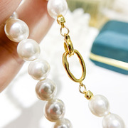 DIY珍珠配件 S925 纯银单排项链扣时尚金色银色 妈妈链手链串珠扣