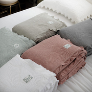 铺盖两用韩式纯棉砂洗绗缝被床盖，三件套夹棉床单垫夏季空调被薄被