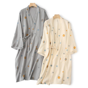 睡袍女纯棉纱布和服日系薄款春秋，卡通日式男夏季睡裙情侣浴袍睡衣