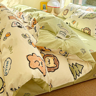 儿童床上四件套全棉100纯棉，被套罩床单，卡通学生宿舍床笠款三件套4