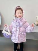 韩国儿童装女童冬装卡通羽绒服不透风外套洋气童装潮
