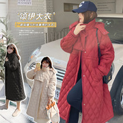 大码棉服女200斤胖mm炸街宽松显瘦胖妹妹菱格小香风棉衣外套210潮