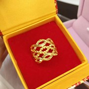 时尚女式麻花开口戒指越南沙金饰品 黄铜镀金首饰品