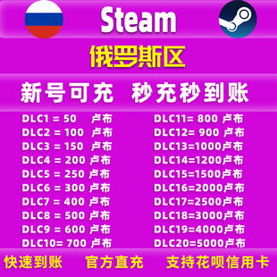 steam俄罗斯卢布余额直充非市场交易充值卡，俄区卢布钱包余额py6