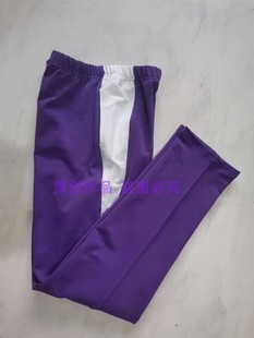 夏季纯棉针织不起球紫色白三角布条学生校服裤休闲运动裤
