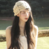 针织帽女夏季薄款镂空手工，钩花针织帽子，秋季女士时髦薄款包头帽子