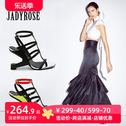 jadyrose夏季超高跟凉靴女欧美细带，高帮罗马凉鞋坡跟性感走秀女鞋