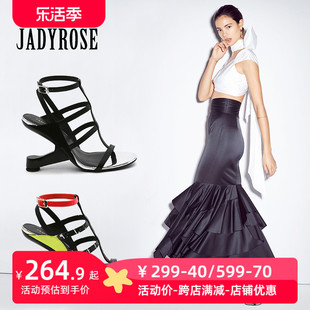 jadyrose夏季超高跟凉靴女欧美细带高帮罗马凉鞋，坡跟性感走秀女鞋