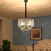 跨境水晶吊灯现代简约餐厅卧室书房农舍圆形铁艺复古枝形灯具