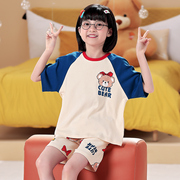 夏装儿童套装韩版女童卡通，短袖纯棉t恤加肥，加大加宽胖mm女孩4-9岁
