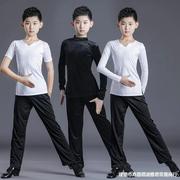 男童拉丁舞服装丝绒少儿秋冬舞蹈服短袖男孩中国舞练功服舞蹈套装
