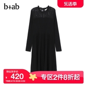 b+ab女装针织连衣裙秋季气质优雅镂空蕾丝拼接f3180s