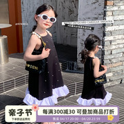 女童连衣裙夏季2024儿童夏装洋气，公主裙宝宝夏款黑色吊带裙子