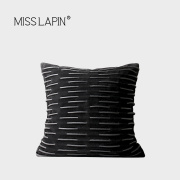澜品现代轻奢黑色皮绳编织抱枕简约客厅沙发样板间卧室软装靠枕套