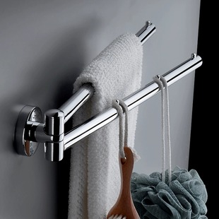 旋转毛巾架全铜双杆卫生间浴室挂件可毛巾杆不锈钢三四五多杆