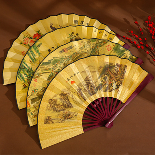 广告扇中国古风10寸男士折扇景区绢布男扇扇子可雕刻logo