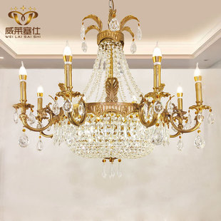 欧式全铜吊灯法式奢华客厅卧室，餐厅灯别墅，大气复式楼梯创意水晶灯
