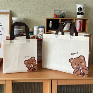 卡通童装无纺布环保袋子可爱小熊打包袋子购物袋手提袋可定制logo